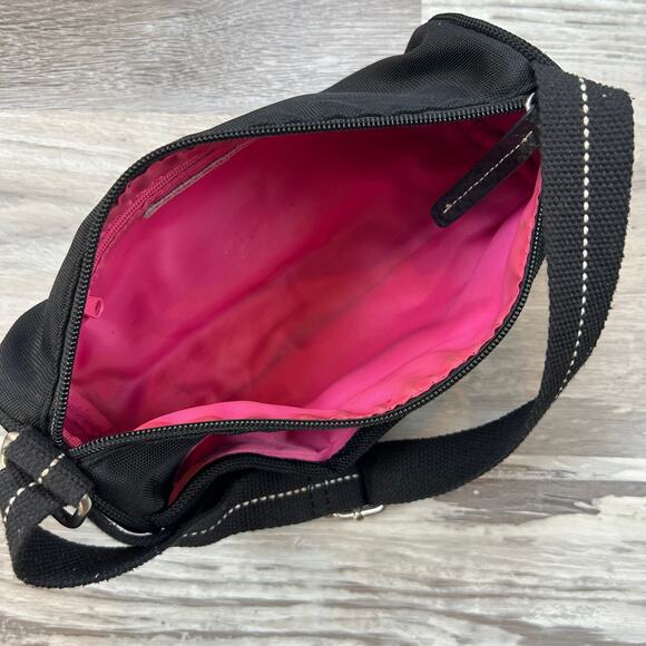 Tommy Hilfiger Black Nylon Shoulder Bag Pink Lining Y2K Logo Mini Purse - Picture 5 of 6